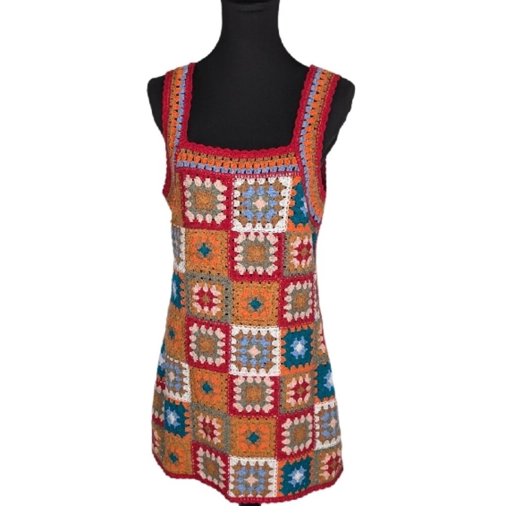 Crochet Granny Square Dress MEDIUM